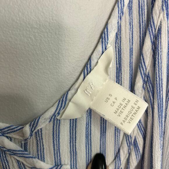 H&M Blue White Stripped Front Tie Button Down Cami Tank Top Women’s Size Small - Picture 3 of 6